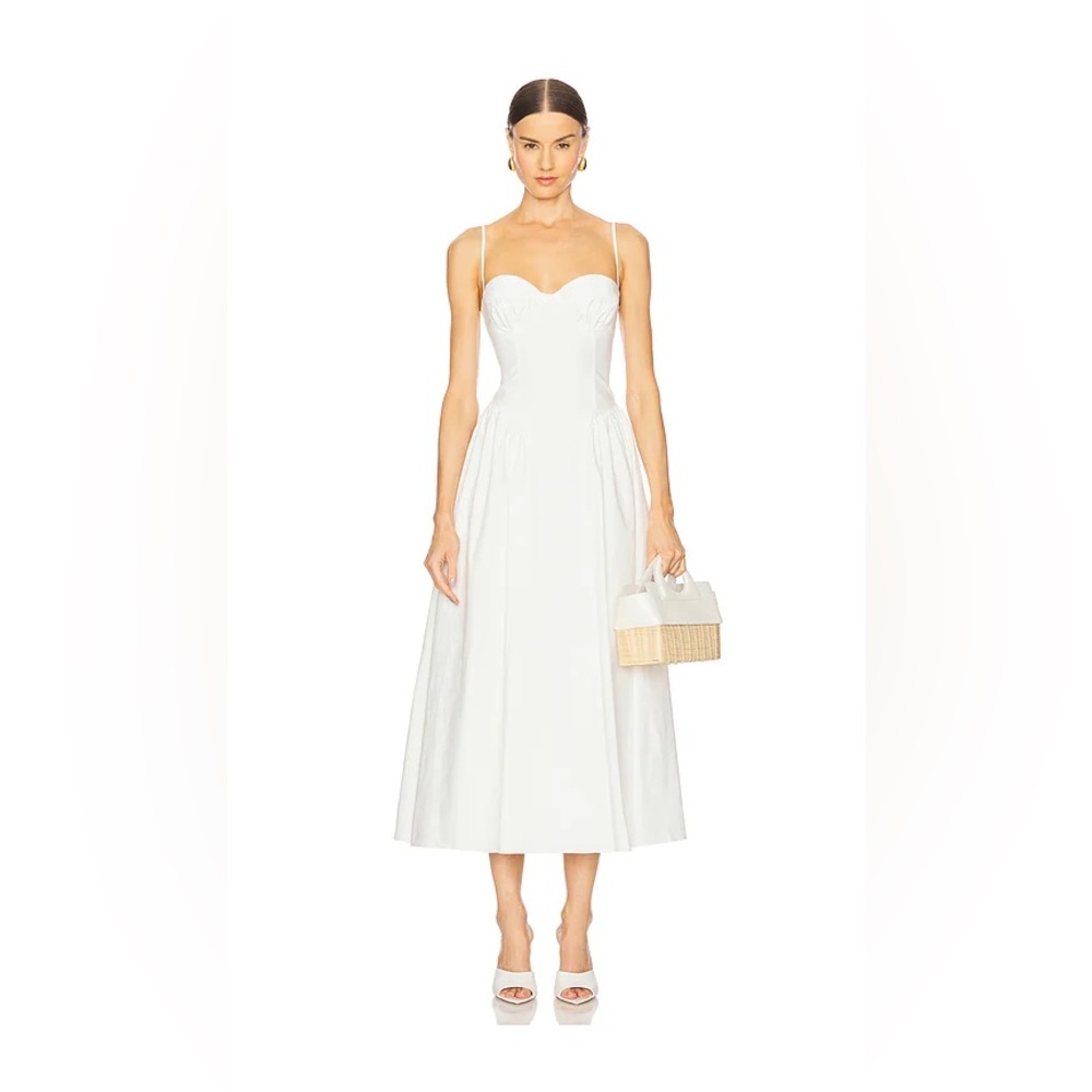 MAJORELLE Serena Midi Dress in White Size M